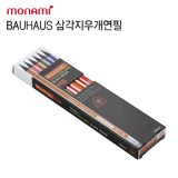 [monami] 모나미 바우하우스 삼각지우개연필 6003-블랙우드 HB 12본