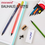 [monami] 모나미 바우하우스 삼각연필 3001-블랙우드 B 6본