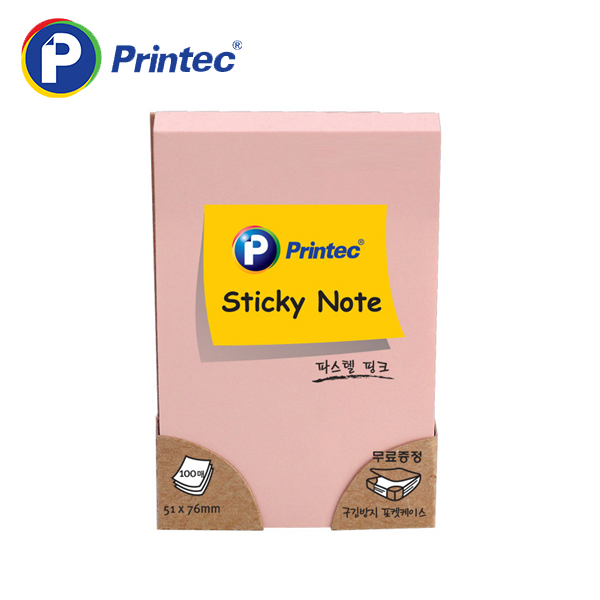 [프린텍] 포스트잇 5176P 파스텔스티키노트-핑크 51x76mm