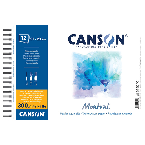[CANSON 캔손 캔숀] 300g 몽발수채화 스프링제본 A4 (12매)