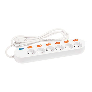 [피스코리아] 멀티탭-접지개별스위치 6구2M