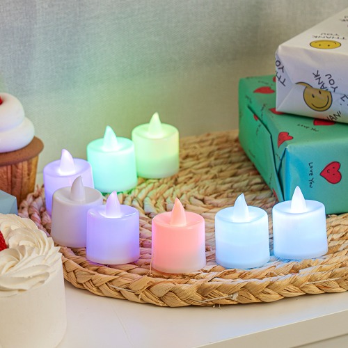[LED촛불]민화 LED전자초 티라이트 4.8cm(무지개색)