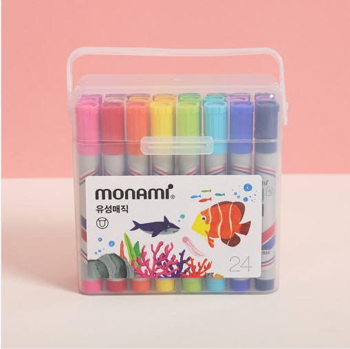 [monami] 모나미 유성매직 24색 (둥근닙/사각닙)