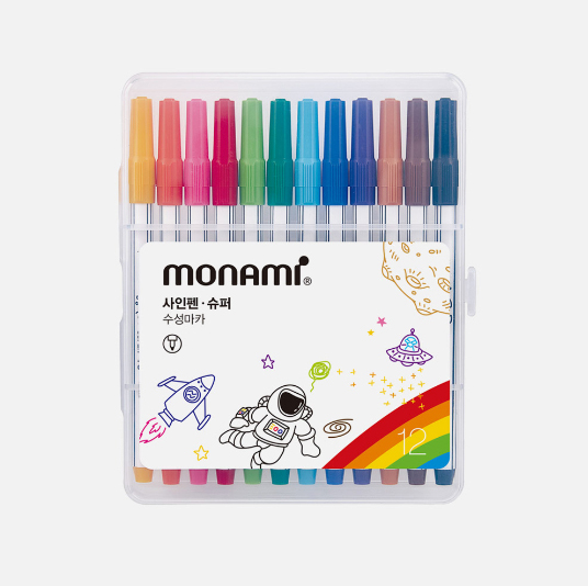 [monami] 모나미 슈퍼싸인펜 12색 (케이스)
