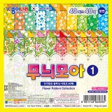 [종이나라]2500 무늬모아색종이1(40색조40매) 150x150mm_43개남음