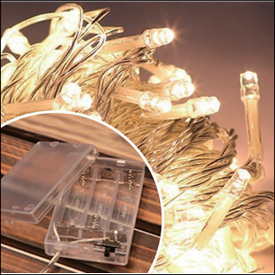 [크리스마스전구]LED 30P밧데리전구,피켓전구(3M) - 투명선(칼라/웜색/백색)