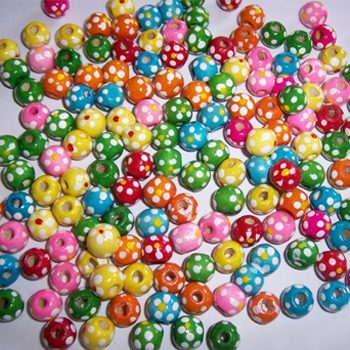 나무구슬/원형나무구슬/땡땡이나무구슬 13mm