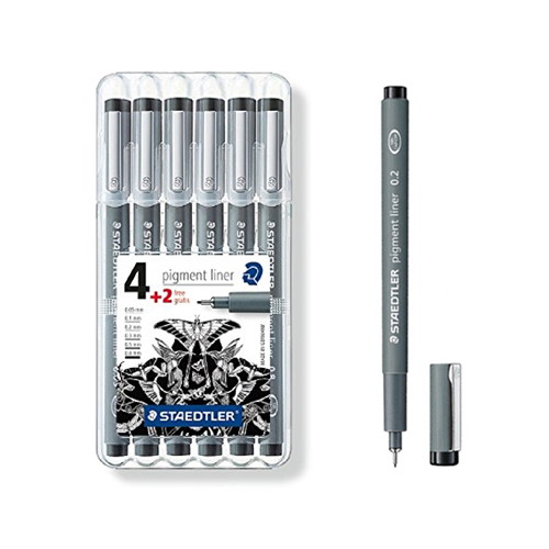 [스테들러] 피그먼트라이너세트 4+2