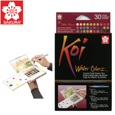 [사쿠라] 코이워터칼라세트/고체물감세트/수채물감 30색 (워터브러쉬포함)