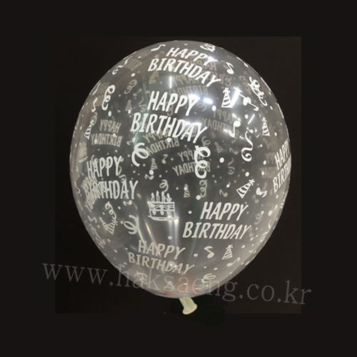 (특가할인 재고한정) [10인치] 25cm투명무늬풍선/크리스탈 생일풍선 - 해피벌스데이(100개)_3봉남음
