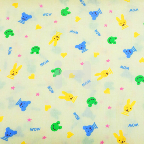 (재고한정) [옥양목] 무늬천(1마) - 개구리토끼(노랑)_60마남음