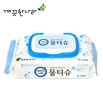 [깨끗한나라] 페퍼민트 블루 물티슈 캡형 70매