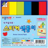 [종이나라]1500 스티커색종이(6색6매) 150x150mm