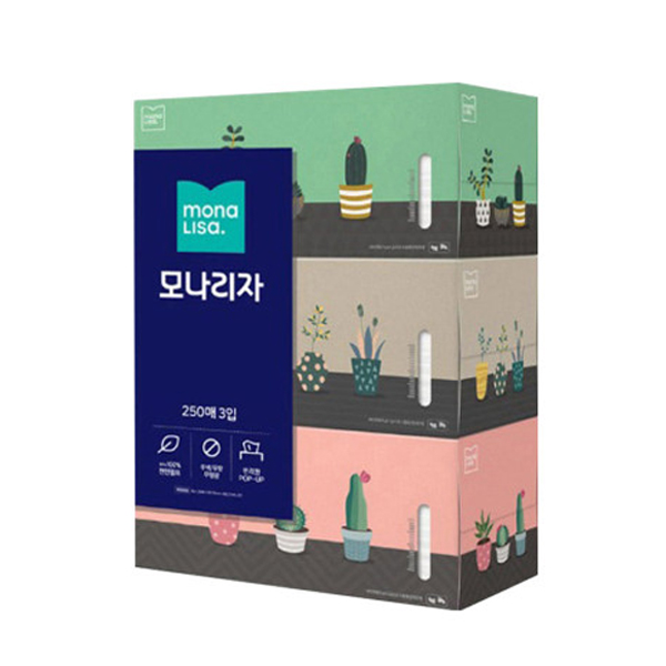 [모나리자] 미용티슈 각티슈 250매*3개