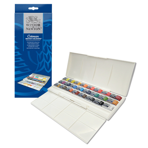 [WINSOR&NEWTON] 윈저앤뉴튼 Cotman 코트만 고체물감 스튜디오 24색 워터칼라 휴대용수채화물감