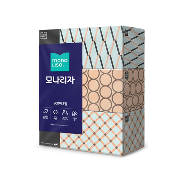 [모나리자] 미용티슈 각티슈 200매*3개