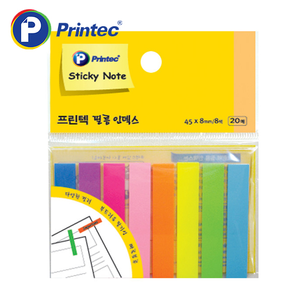[프린텍] 포스트잇 FI021 필름인덱스 8색 45x8mm