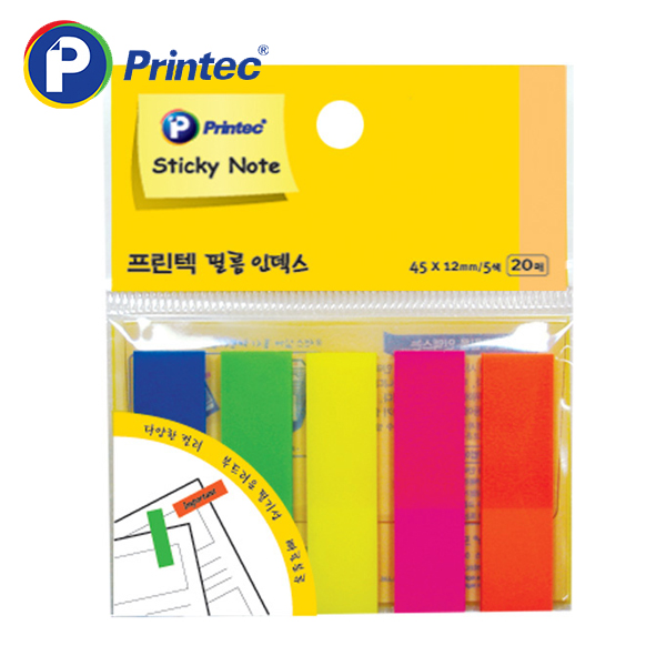 [프린텍] 포스트잇 FI022 필름인덱스 5색 45x12mm
