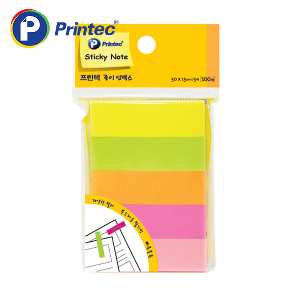 [프린텍] 포스트잇 PI050 종이인덱스 형광5색 50x15mm