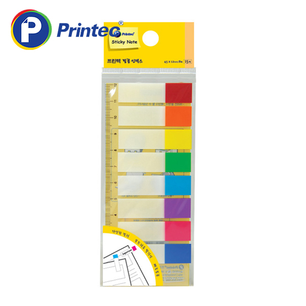 [프린텍] 포스트잇 FI041 필름인덱스 부분8색 45x12mm