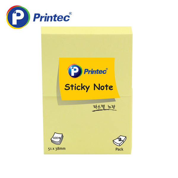 [프린텍] 포스트잇 5138Y 파스텔스티키노트 노랑 (2EA) 51x38mm
