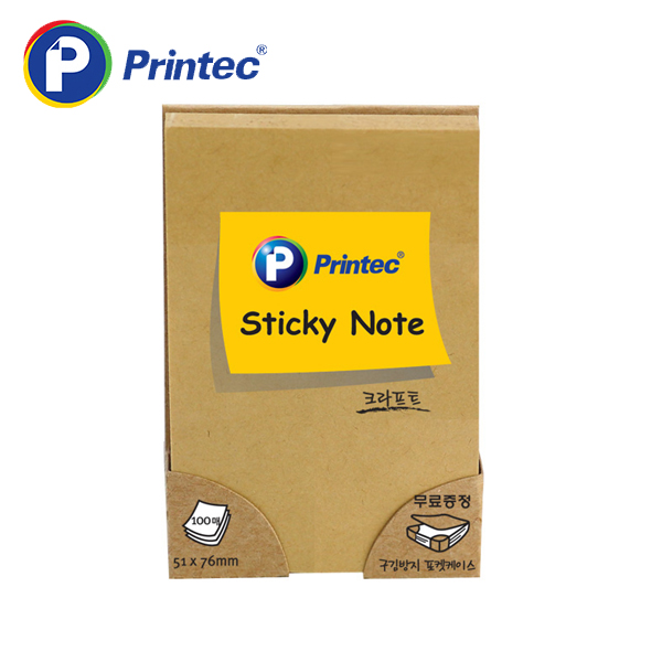 [프린텍] 포스트잇 5176K 파스텔스티키노트 크라프트 51x76mm