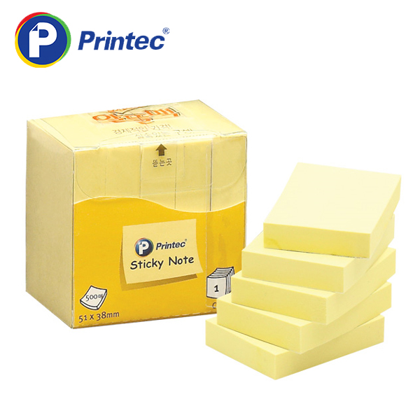 [프린텍] 포스트잇 A5138Y 스티키노트 알뜰팩-노랑 100매 5EA 51x38mm