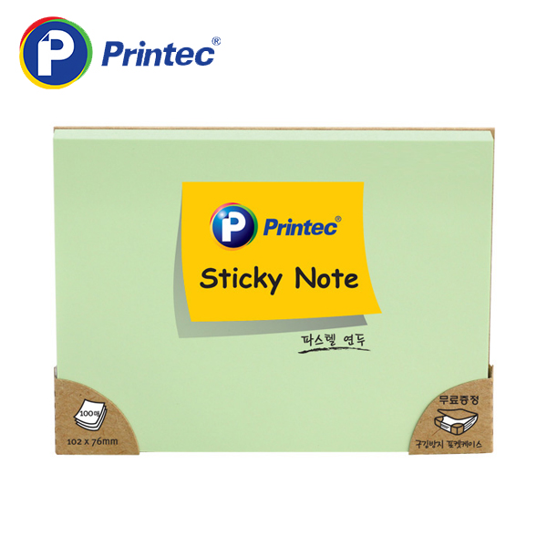 [프린텍] 포스트잇 10276G 파스텔스티키노트 연두 102x76mm