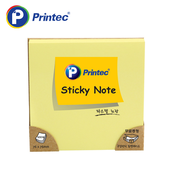 [프린텍] 포스트잇 7676Y 파스텔스티키노트-노랑 76x76mm