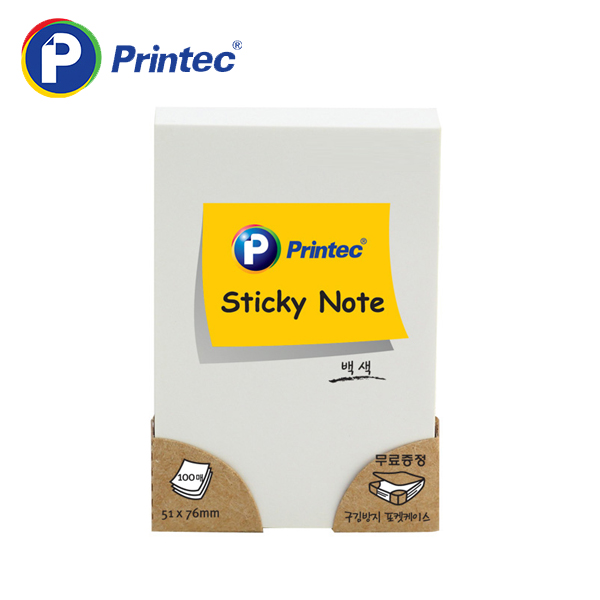 [프린텍] 포스트잇 5176W 파스텔스티키노트-백색 51x76mm