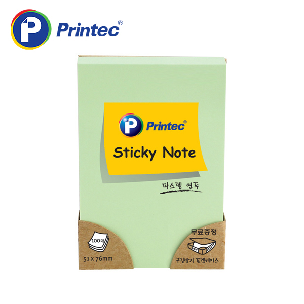 [프린텍] 포스트잇 5176G 파스텔스티키노트-연두 51x76mm