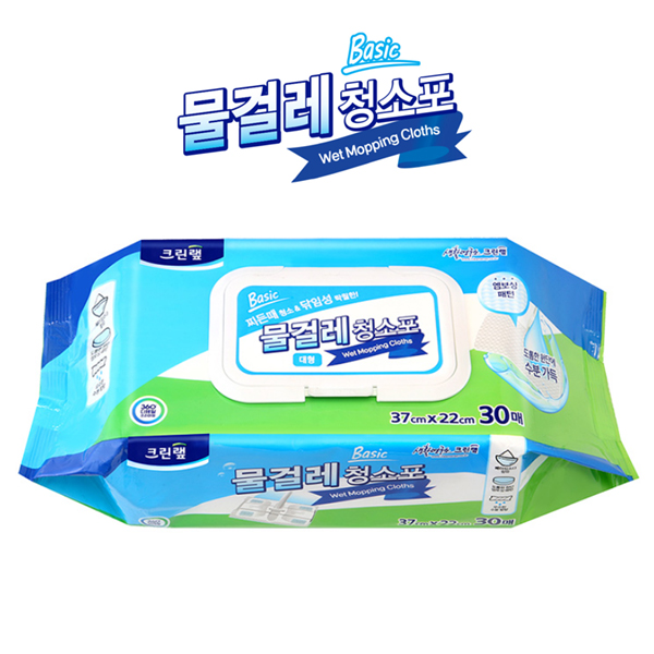 [청소용품] 크린랲 물걸레청소포 대형 37x22cm (30매)