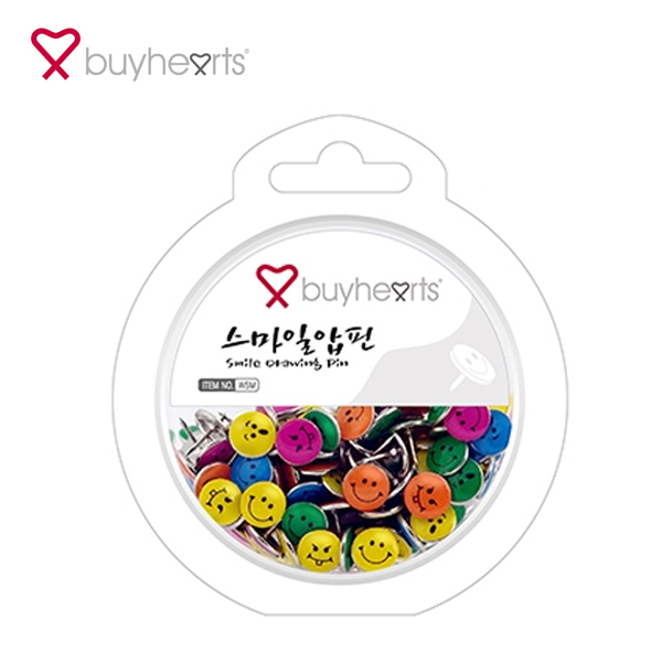 [바이하츠] 월드스마일압핀 스마일압정 칼라압핀 WSM