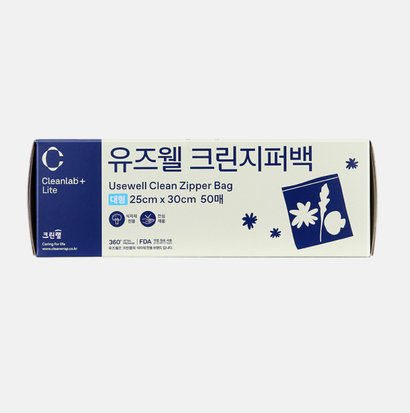 [크린랲] 유즈웰 크린지퍼백 대 25*30cm 50매 알뜰팩