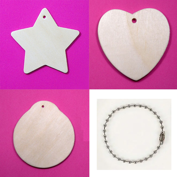 [만들기소품] 나무와패+군번줄 (10개입)  나무소품비즈 조각