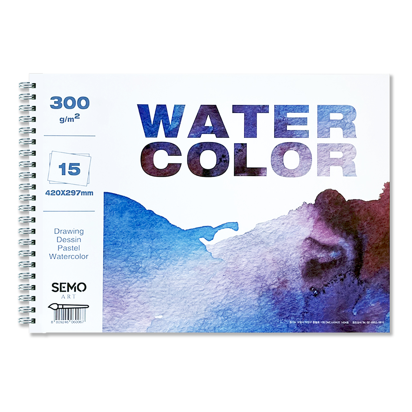 300g캔트지 전문가용 수채화스케치북 A3 (15매) 좌철