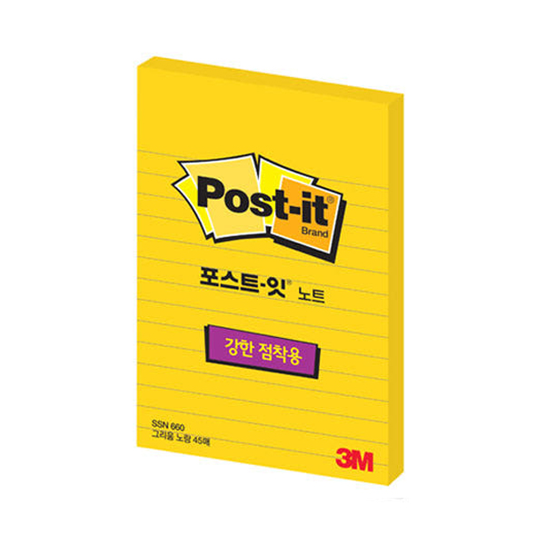 [3M] 포스트잇-라인 강한점착용 SSN 660-L (102×152mm) 그리움노랑 유선 45매