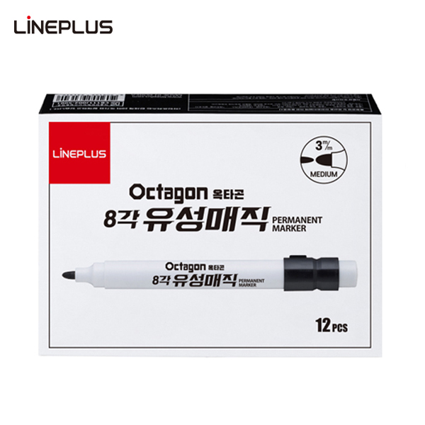 [라인플러스] 옥타곤 8각 유성매직 둥근닙 3mm (12개)