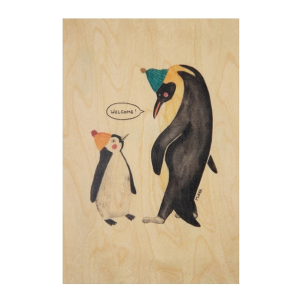 [우디] 천연 나무엽서 Greetings 2 LM Manchots W821G2/LMM