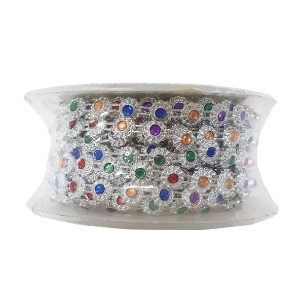 [만들기재료] 보석꽃줄 체인리본 6mm 은색