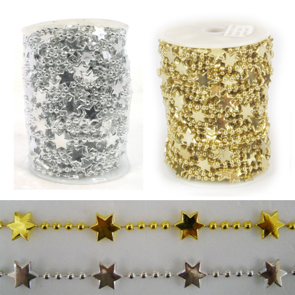 [만들기재료] 별라인구슬21번 체인리본 18mm 금색,은색 (약18m)